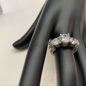 CZ Ring, Rhodium Plated Size 6